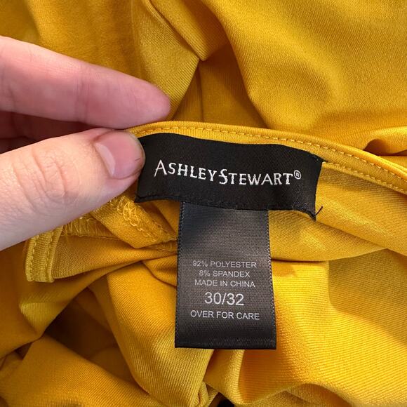 3/$20 Ashley Stewart Women's 30/32 Yellow Long Sleeved Ruched Peplum Top Blouse - Picture 5 of 10
